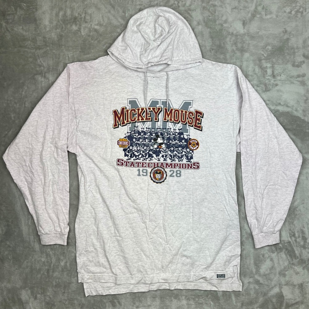 Vintage Disney‎ Mickey Mouse State Champions 1928 Graphic Hoodie Sweatshirt